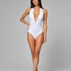 Blusa Bellamy body escote profundo herraje v de amarre en cuello