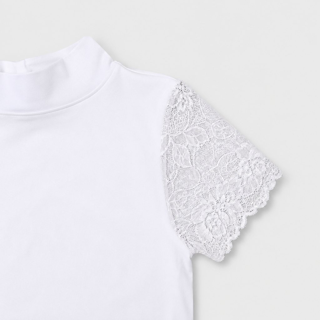 Blusa Living elastica manga blonda - Blanca