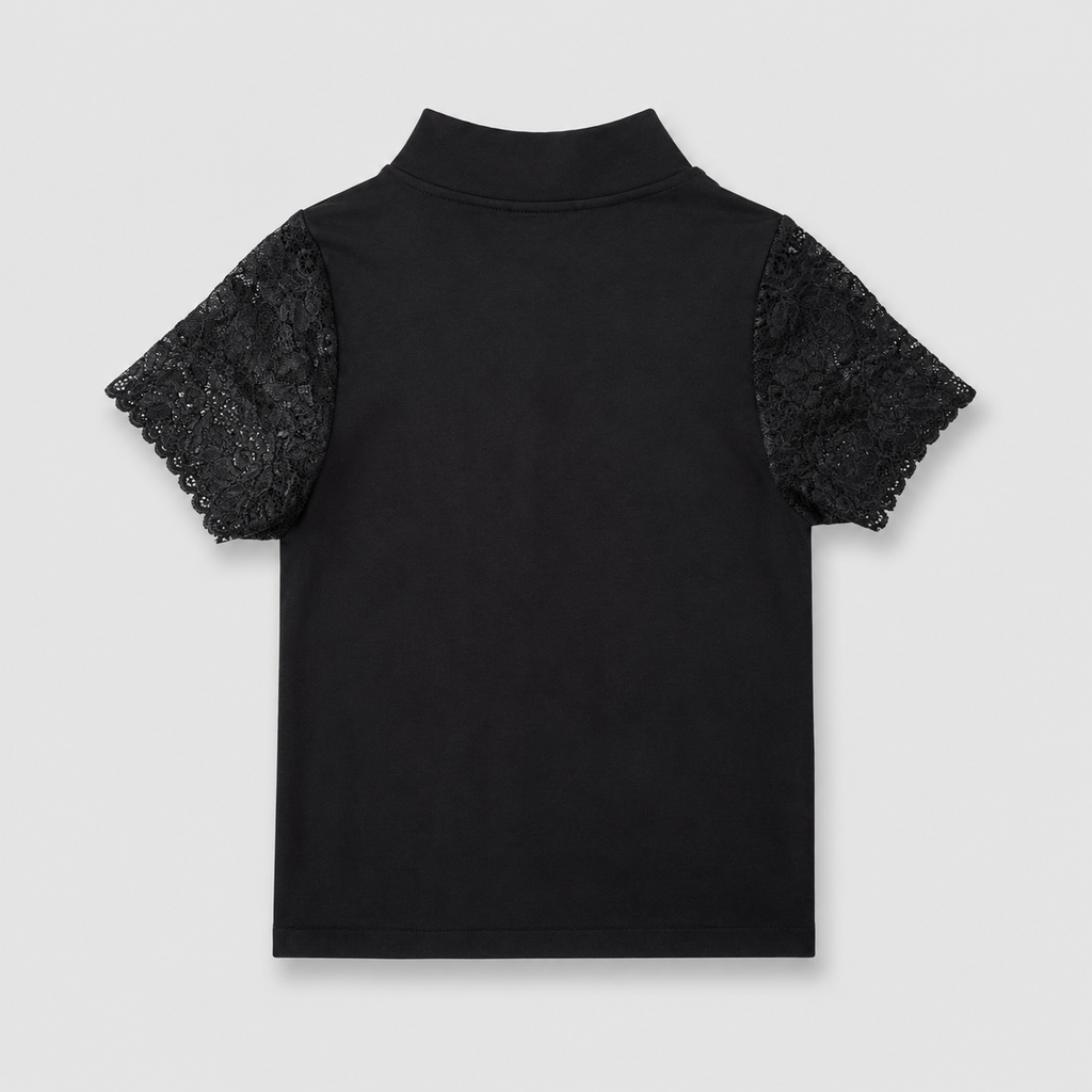 Blusa Living elastica manga blonda - Negra