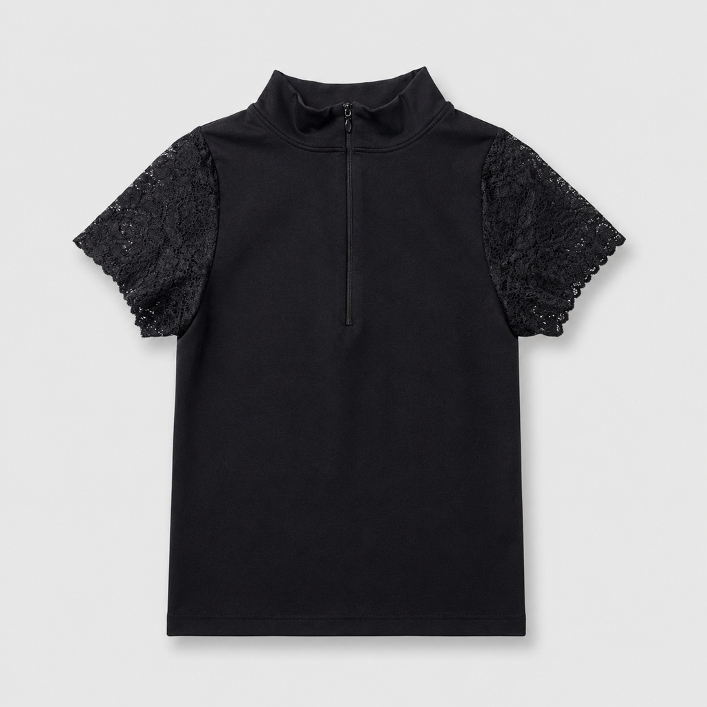 Blusa Living elastica manga blonda - Negra