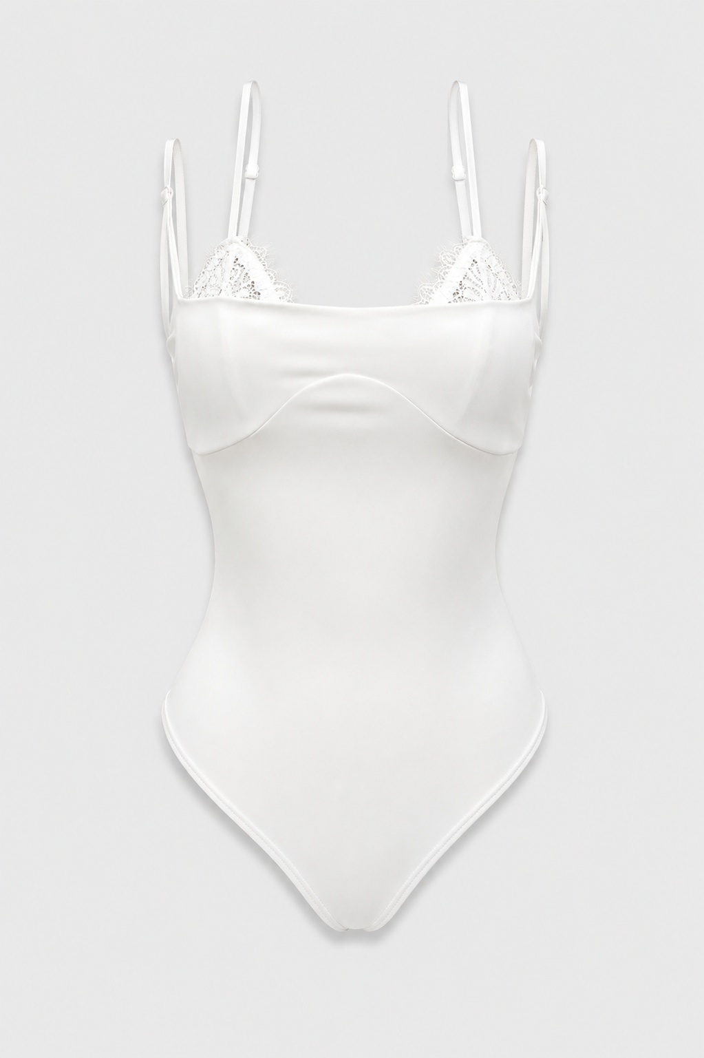 Blusa Rhys body escote con vista bra en encaje - Negro