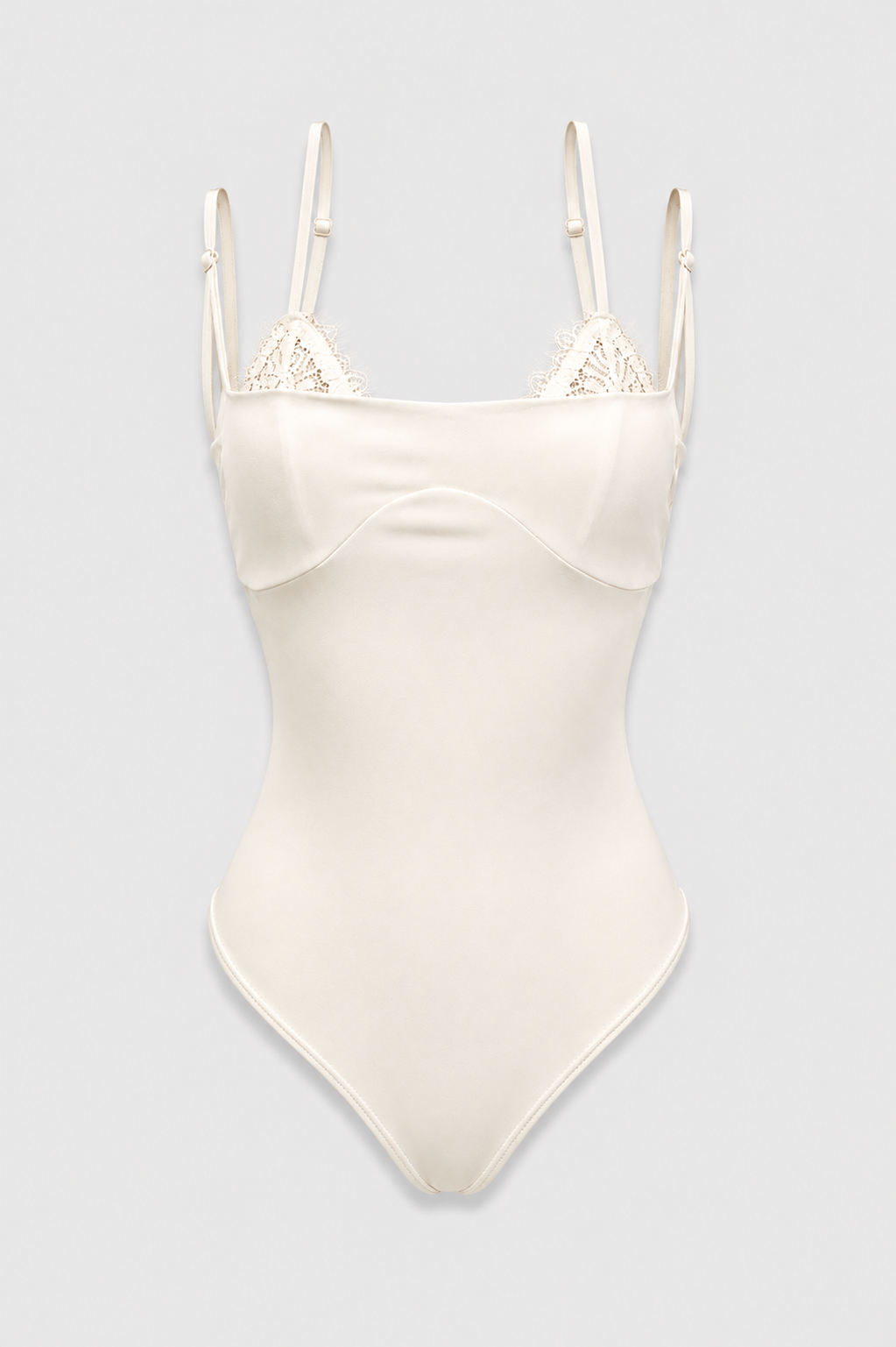 Blusa Rhys body escote con vista bra en encaje - Negro