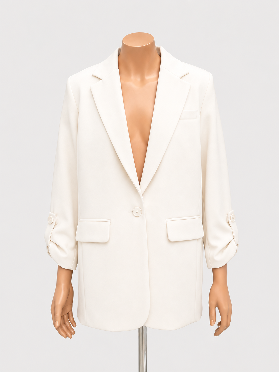 Chaqueta Laurence blaizer manga recogida con bolsillo tapas al frente - Marfil