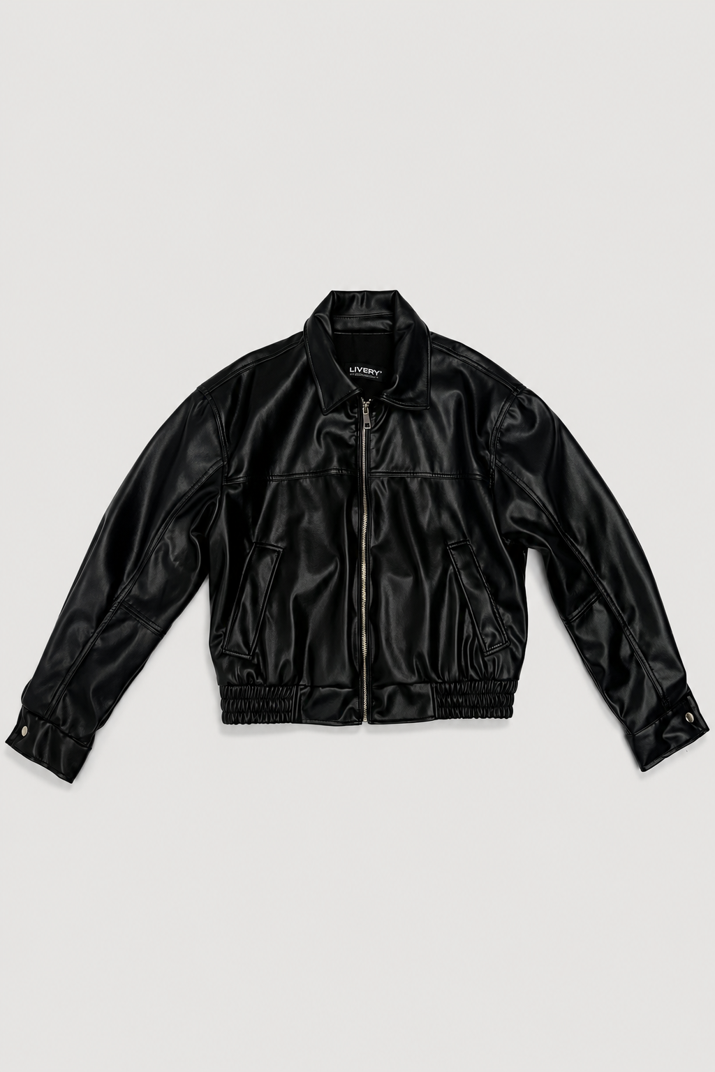 Chaqueta Syndey cuerina oversize con cuello