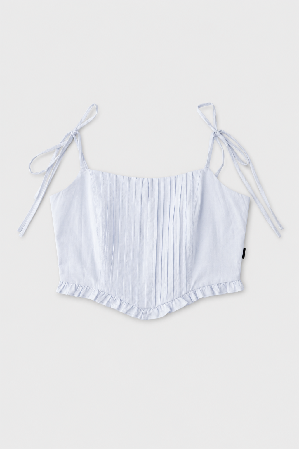 Blusa Agustina croptop con bolerito en borde dobladillo frente y tira de amarre en moño - Blanco