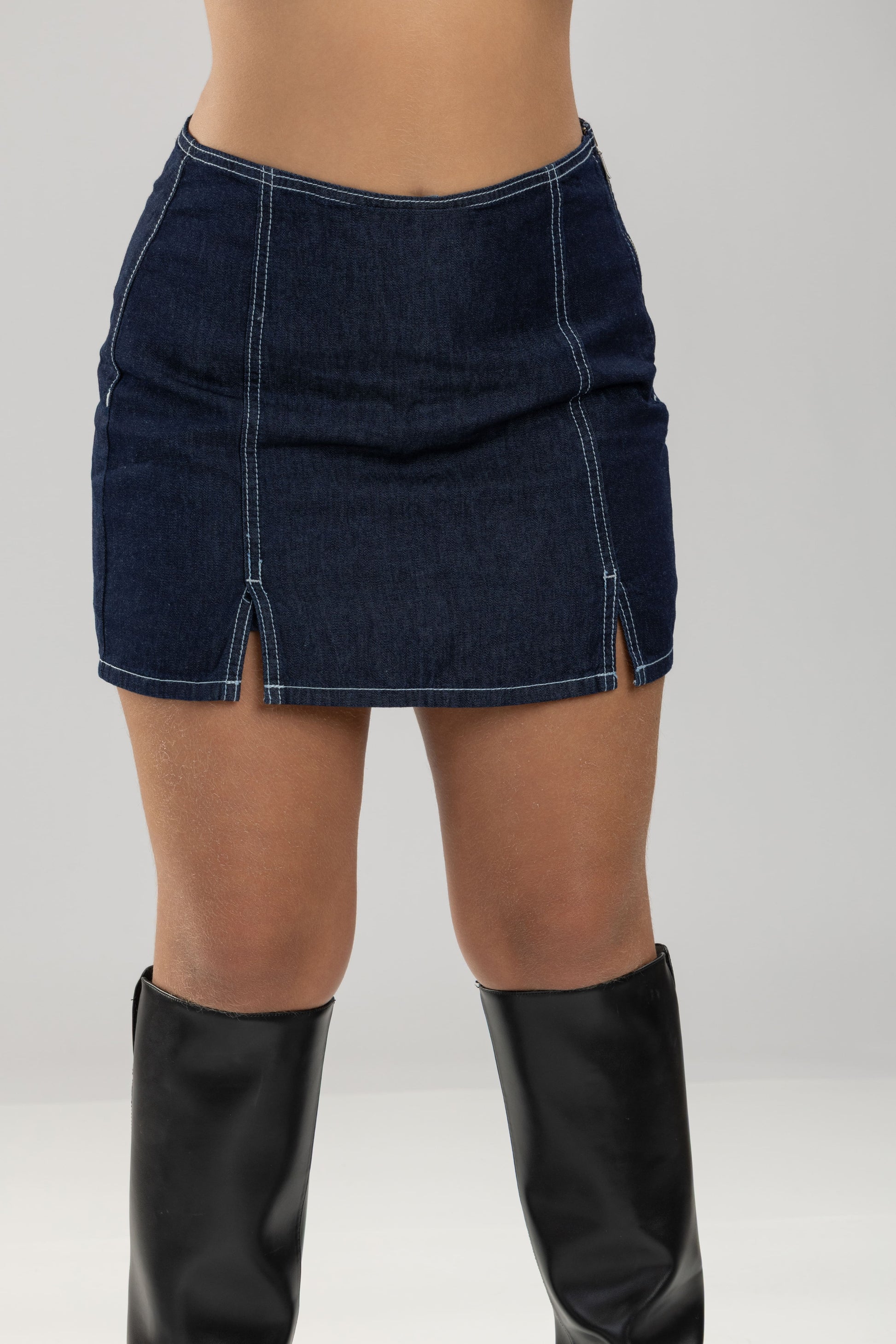 Falda percy con short interno doble abertura - Azul