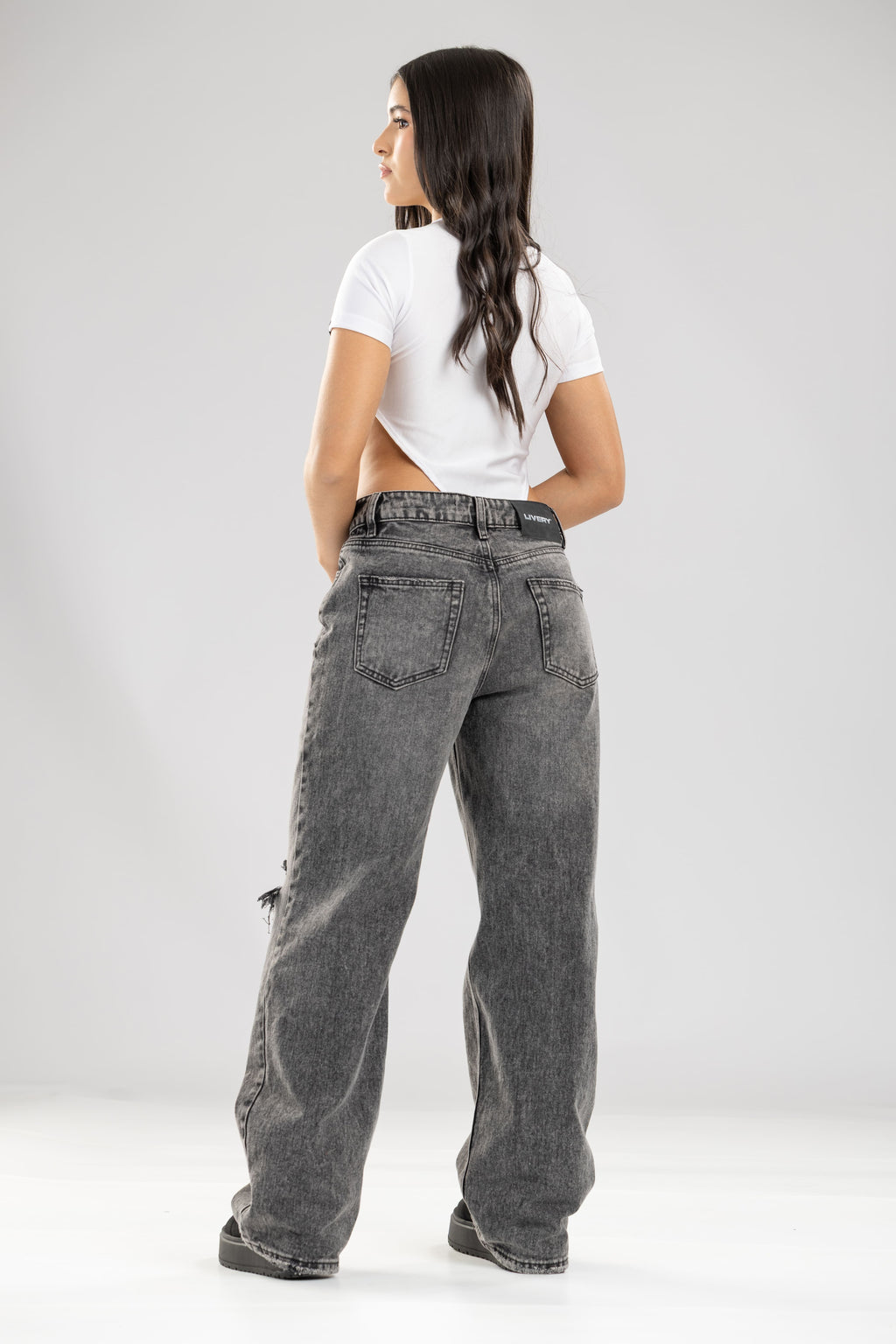 Jean Broken coal rotos rodillas fit - Gris humo