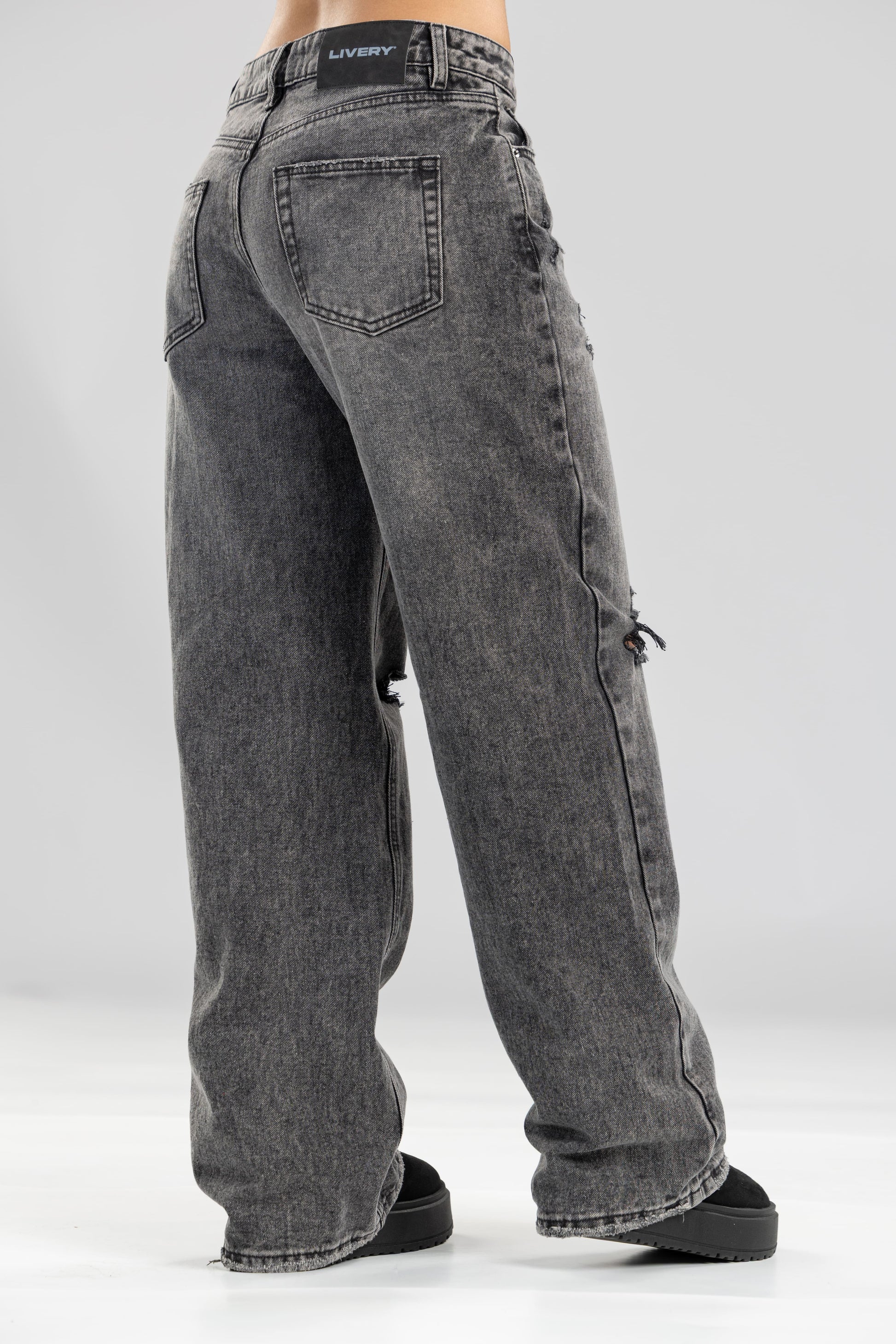 Jean Broken coal rotos rodillas fit - Gris humo