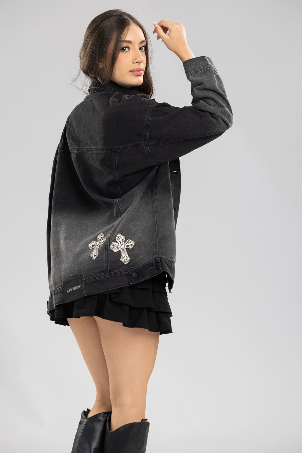 Chaqueta clement oversize cruces - negro