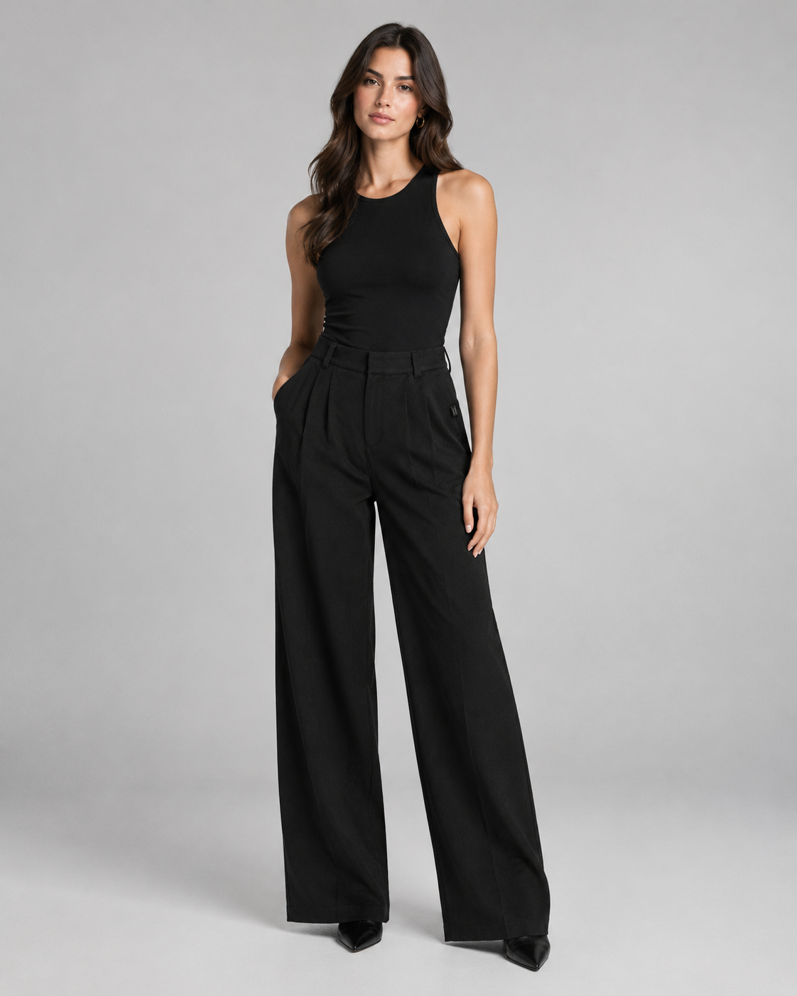 Pantalon Celin con prenses maxi bota recta - negro