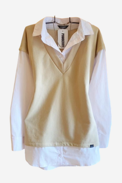 Camisero roux con chaleco - Camel