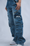 Overol haruky cargo denim - Azul medio