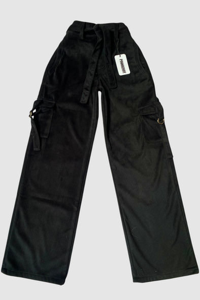 Pantalon kenji con cinturon - Negro