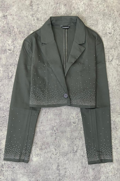 Blazer ada corto piedras - Gris oscuro