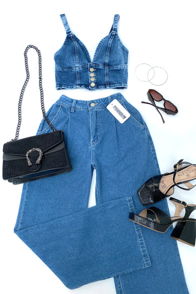 Blusa denim botones frente