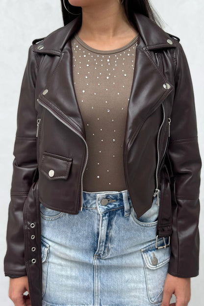 Chaqueta de Cuerina – Chocolate