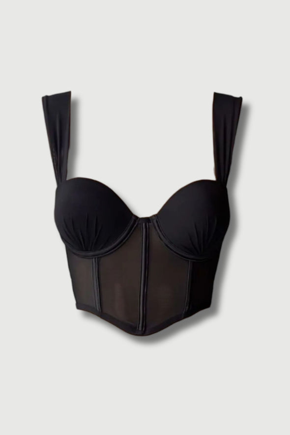 Blusa corset + panty - Negro