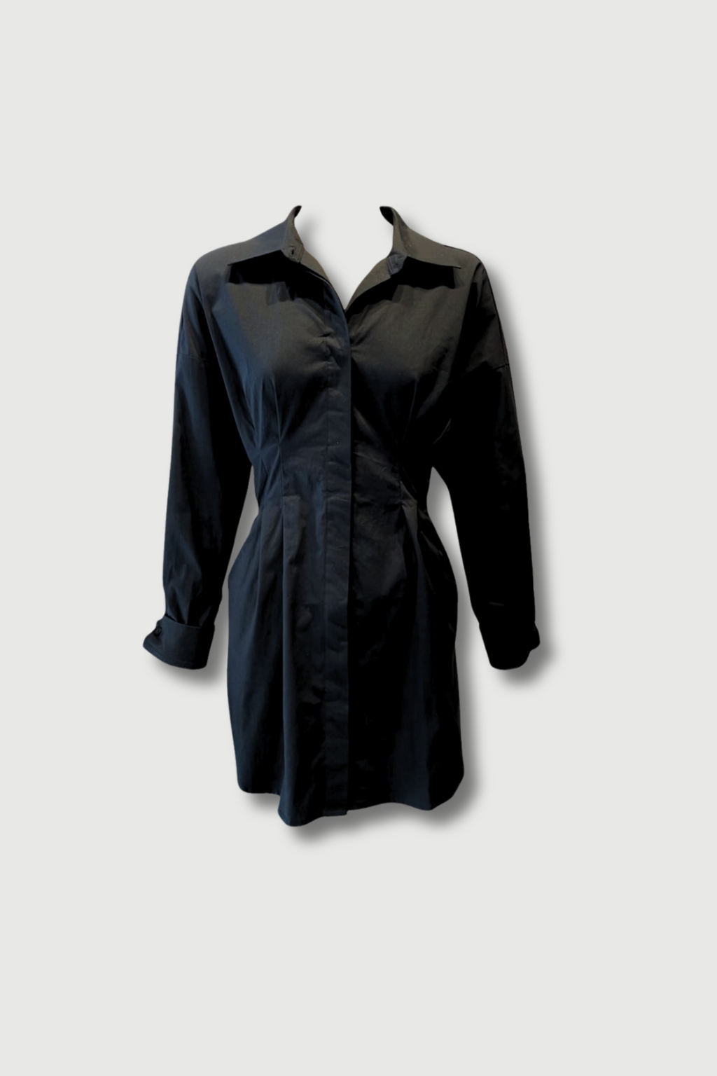 Vestido camisero pinzas - Negro