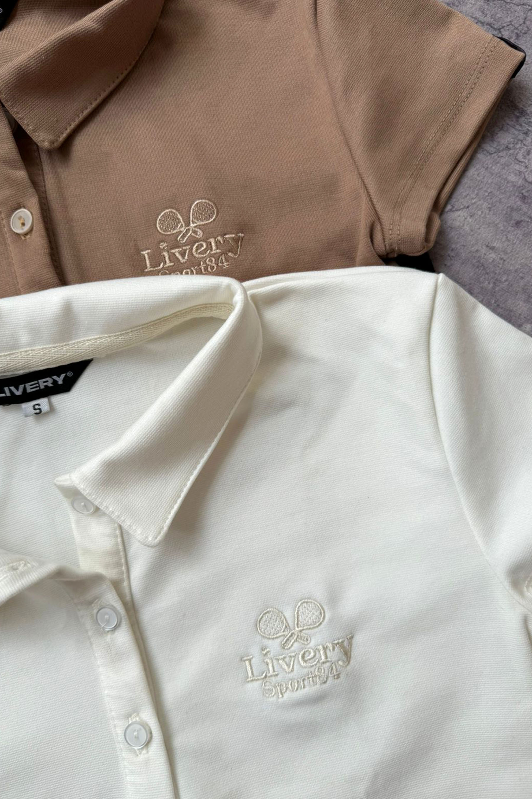 Blusa Polly Cuello , Manga Corta - Marfil