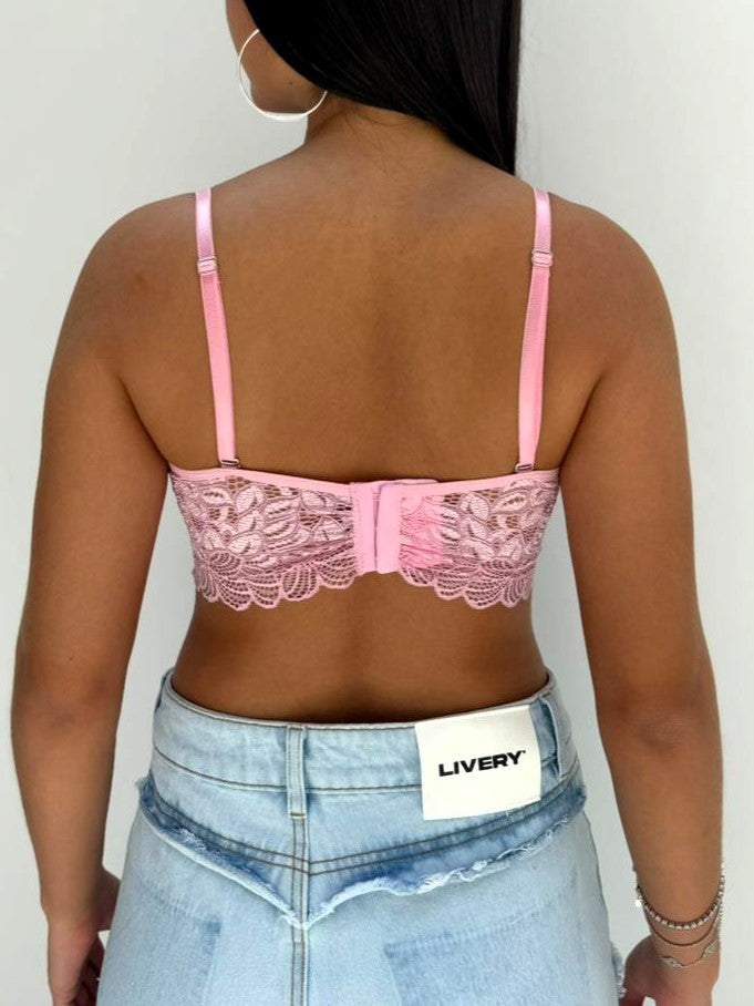 Blusa Tutty CROPTOP blonda | Gratis panty - Rosa