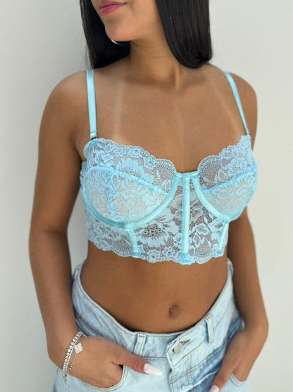 Blusa Tutty CROPTOP blonda - Azul