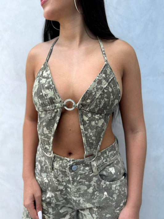 Blusas Military CROPTOP argollas color