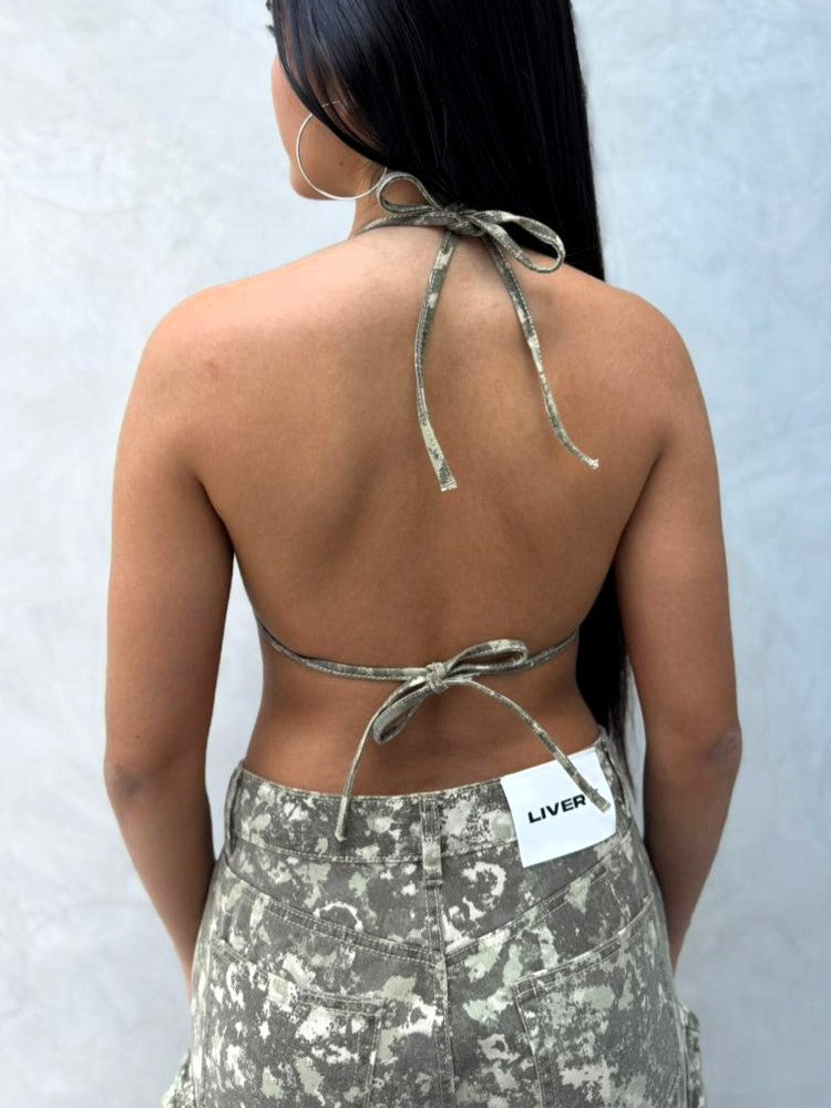 Blusas Military CROPTOP argollas color