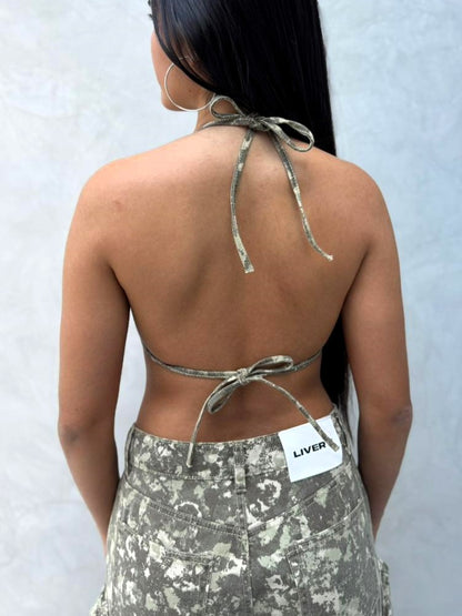 Blusas Military CROPTOP argollas color