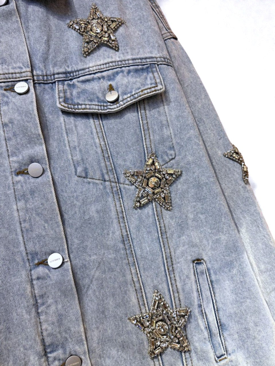 Chaqueta denim estrellas brillos