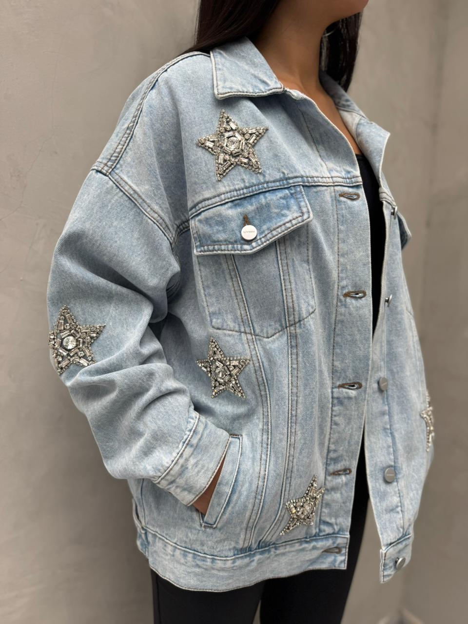 Chaqueta denim estrellas brillos
