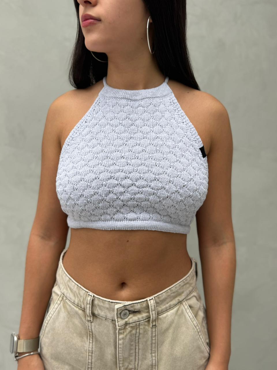 Blusa Annika babero tejido - Blanco