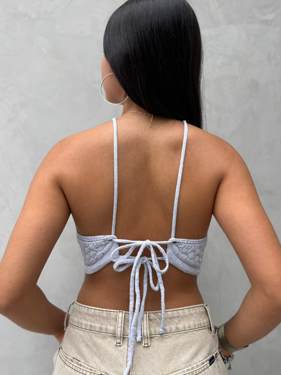 Blusa Annika babero tejido - Blanco