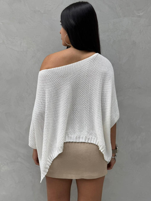 Blusa Alondra ruana corta tejida - Marfil