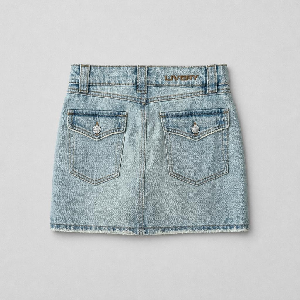 Falda Borfot denim con short interno - azul hielo