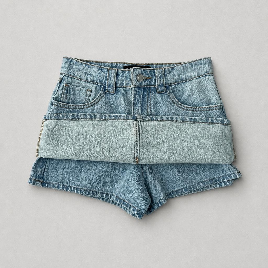 Falda Borfot denim con short interno - azul hielo