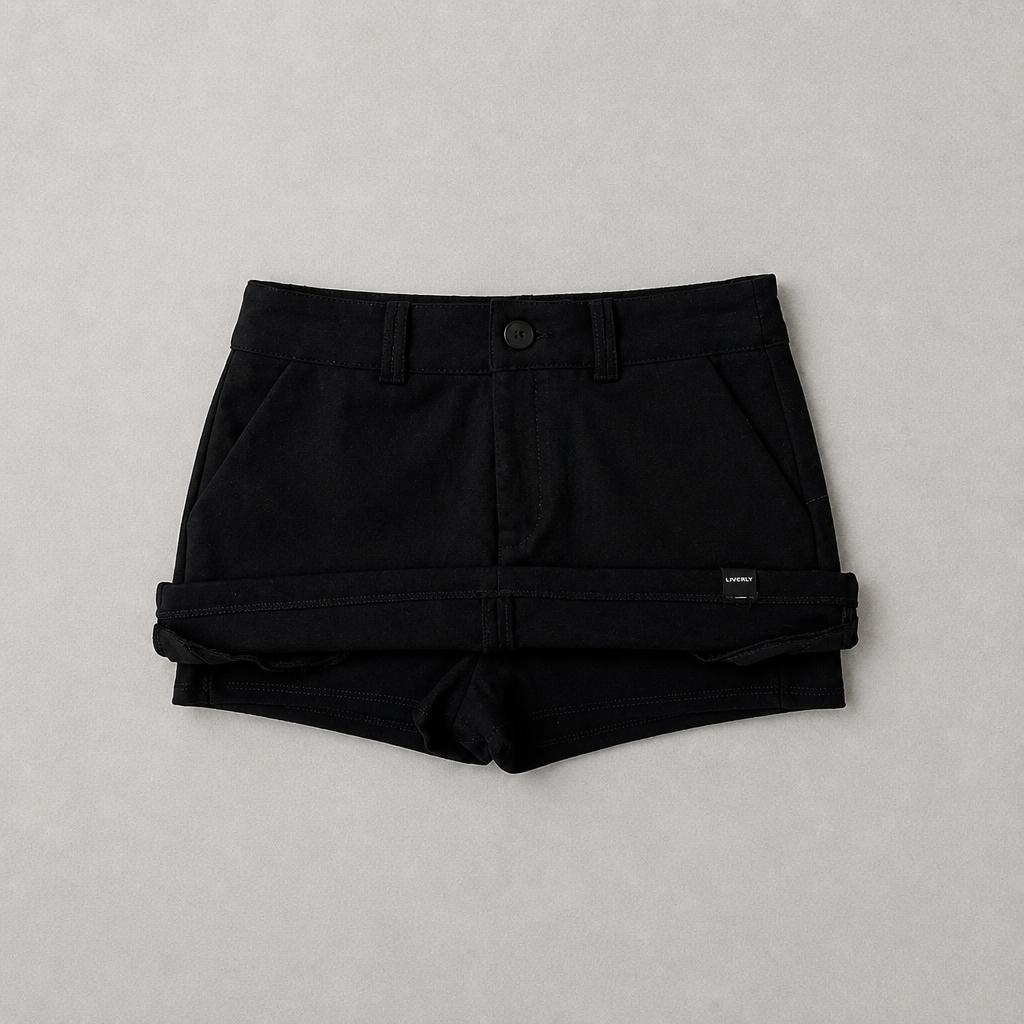 Falda Bree mini mini con short interno strech - negro