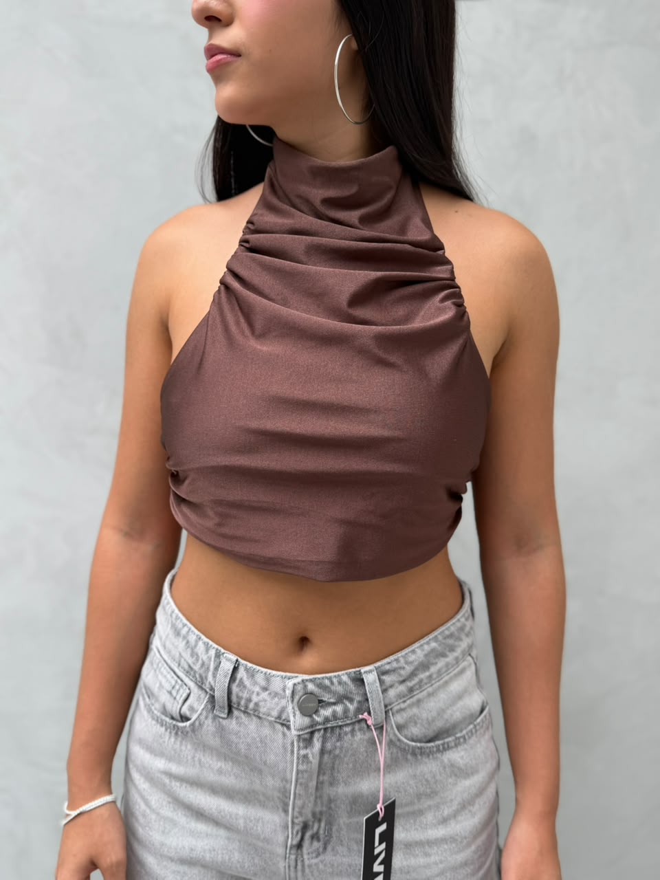 Blusa Fern cuello alter recogida corta espalda destapada - Cafe