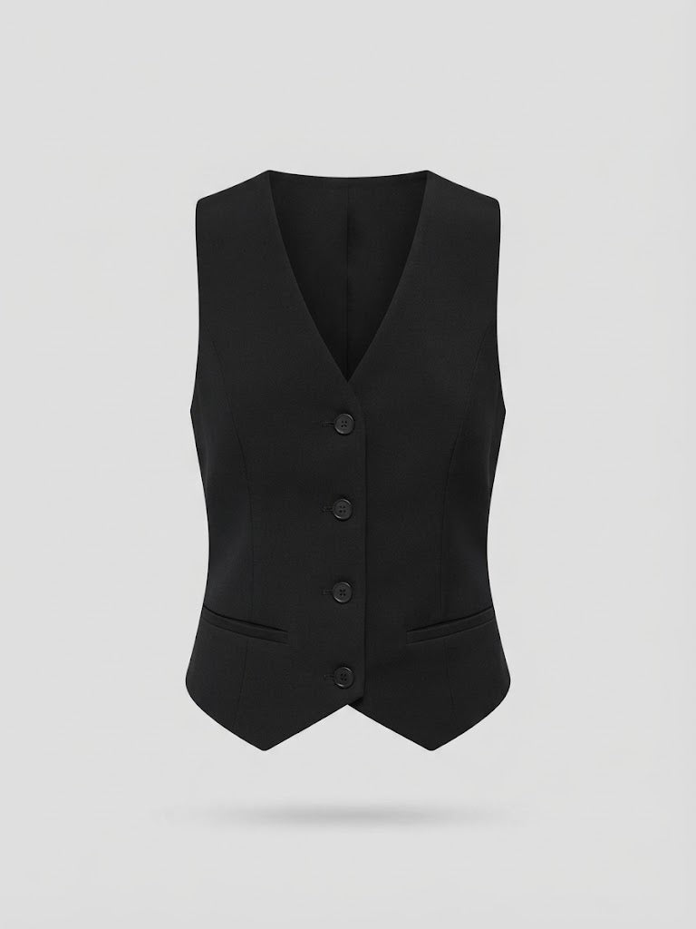 Blusa Luc chaleco escote espalda con tira gradual - Negro