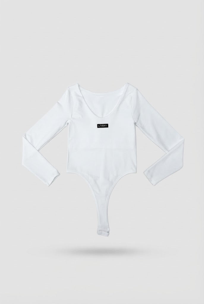 Blusa Venzor body elastico cuello redondo ml - Blanco