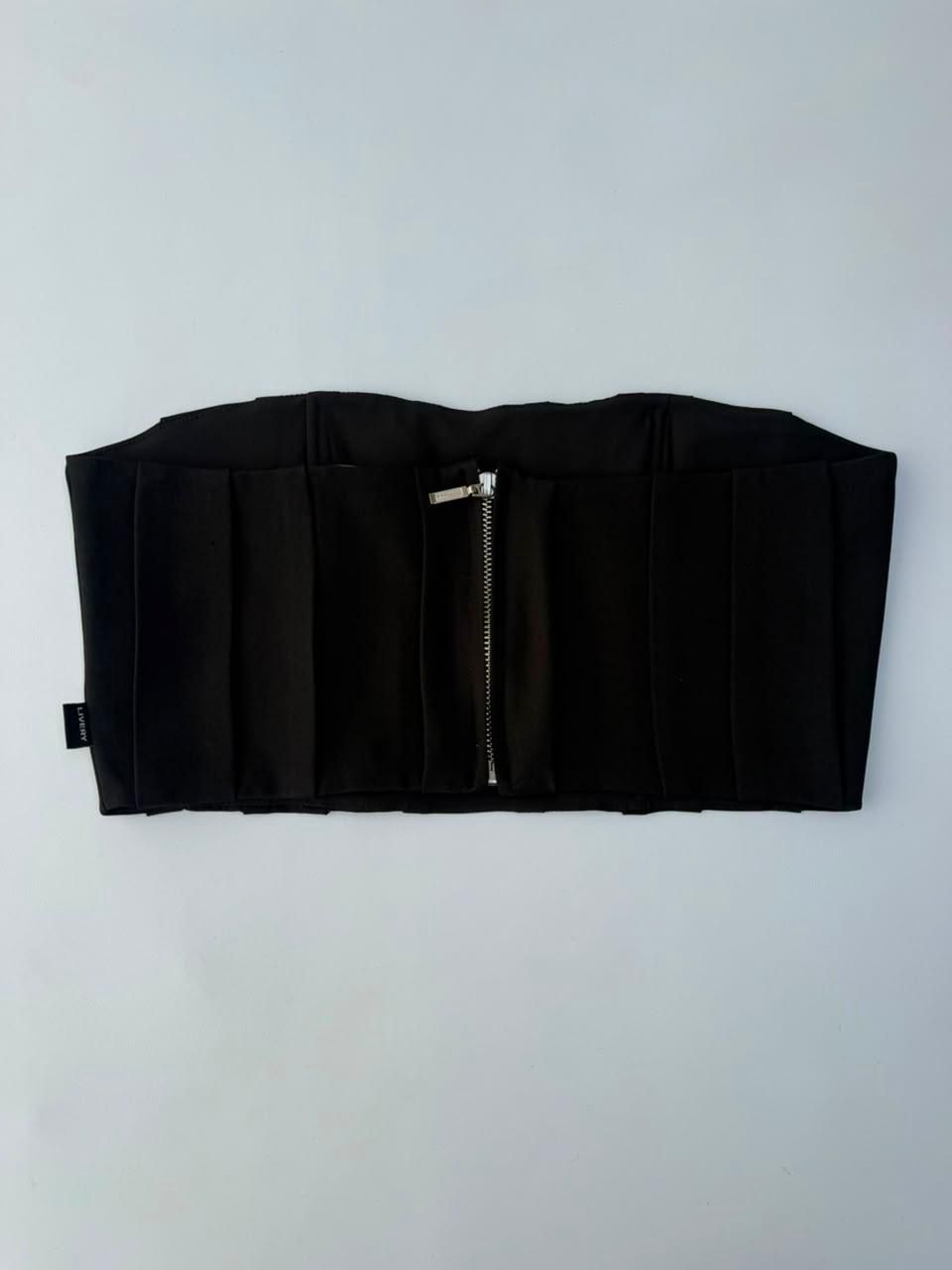 Blusa Talet straple crop pliegues varilla - Negro