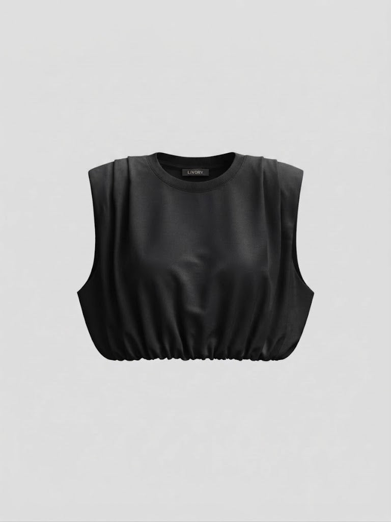 Blusa Cypress muscleteen englobada corta sisa - Negro