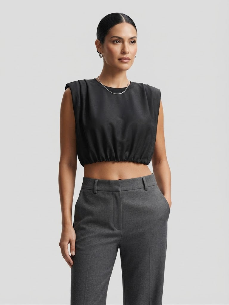 Blusa Cypress muscleteen englobada corta sisa - Negro