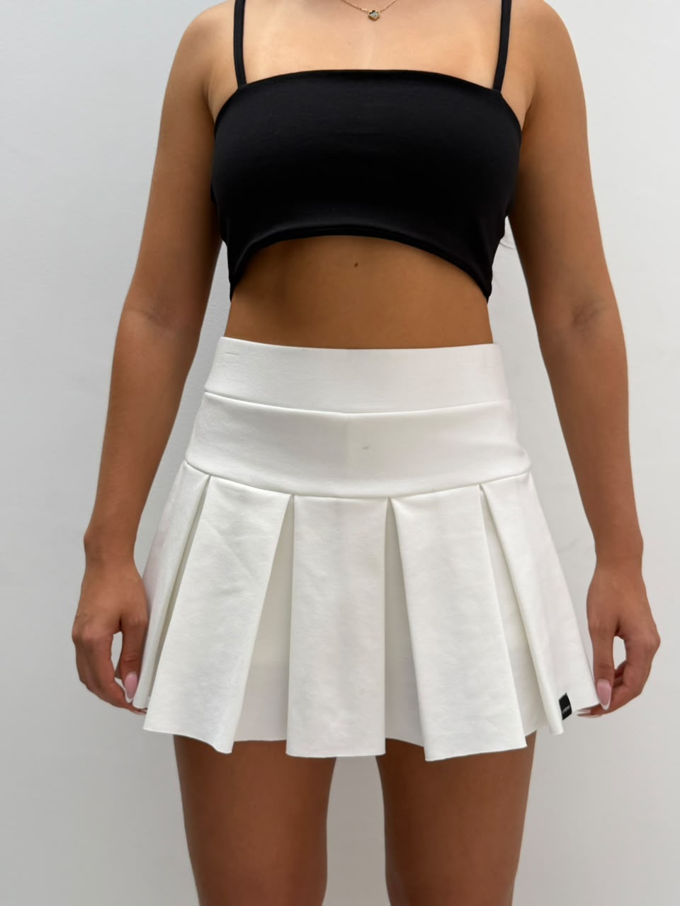 Falda short tablas new york - Marfil