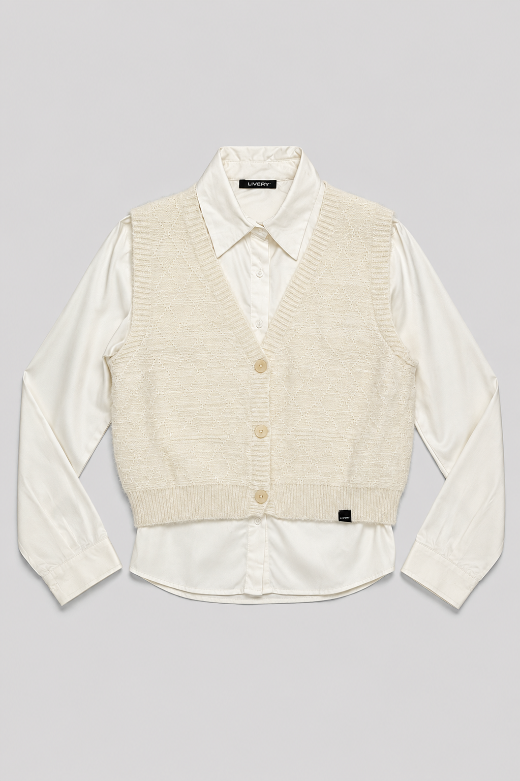 Blusa Lynell camisera oversize + chaleco tejido