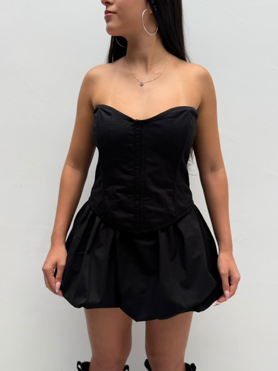 Vestido Brix Corpiño mas Falda Globo - Negro