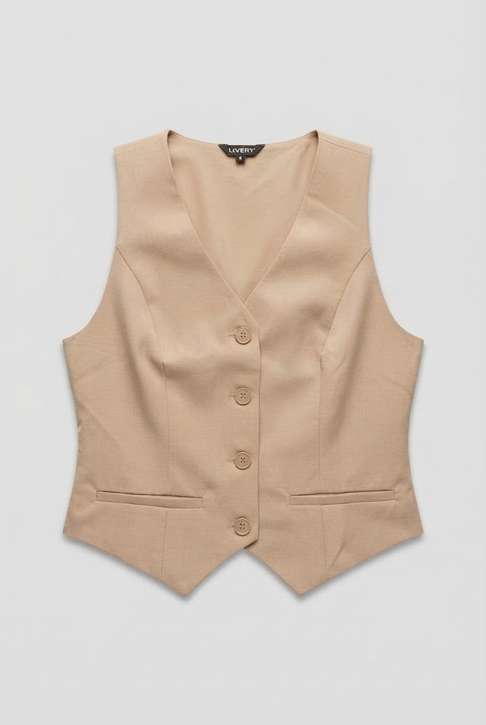 Blusa Luc chaleco escote espalda con tira gradual - camel