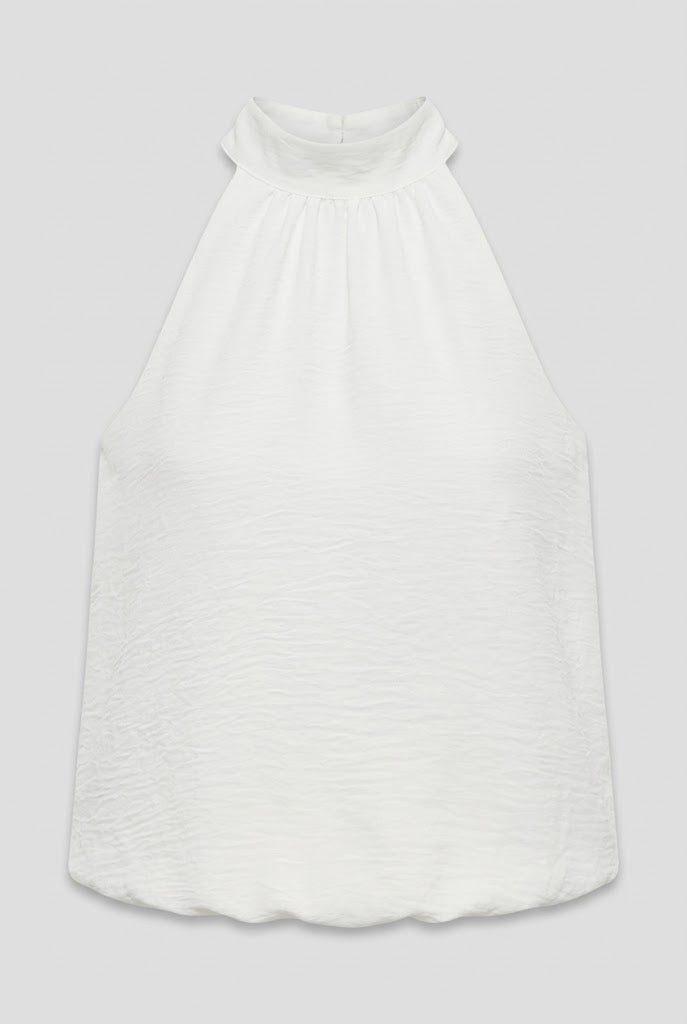 Blusa Theo cuello halter resortada en espalda - Marfil