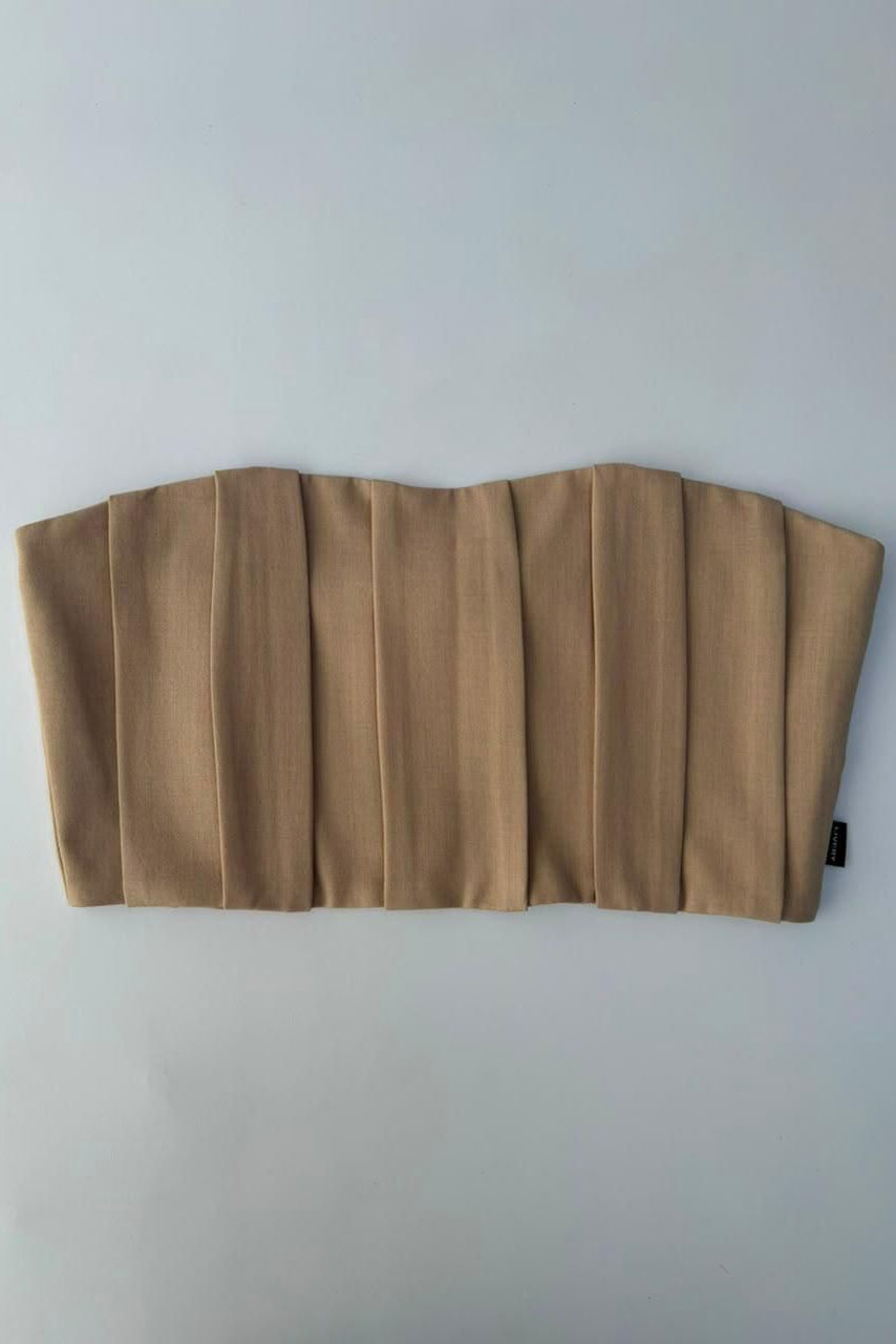 Blusa Talet straple crop pliegues varilla - Cafe