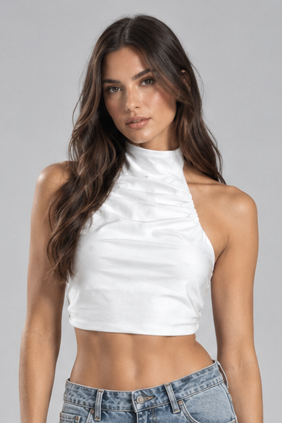 Blusa Fern cuello alter recogida corta espalda destapada - Blanco