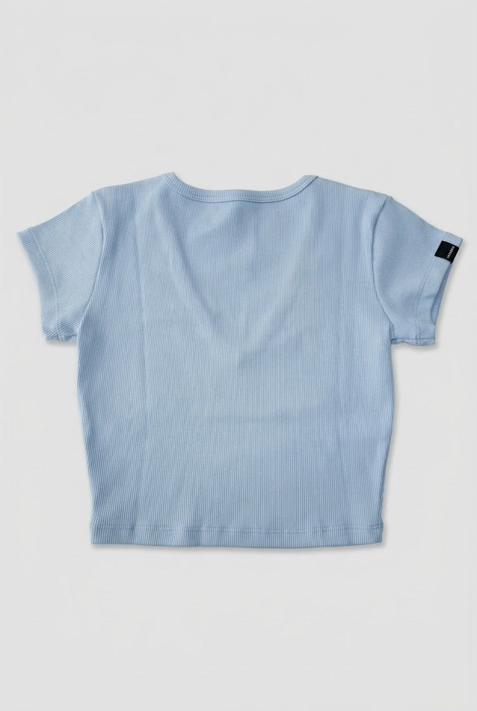 Blusa Sunny basica croptop cuello v profundo - Azul